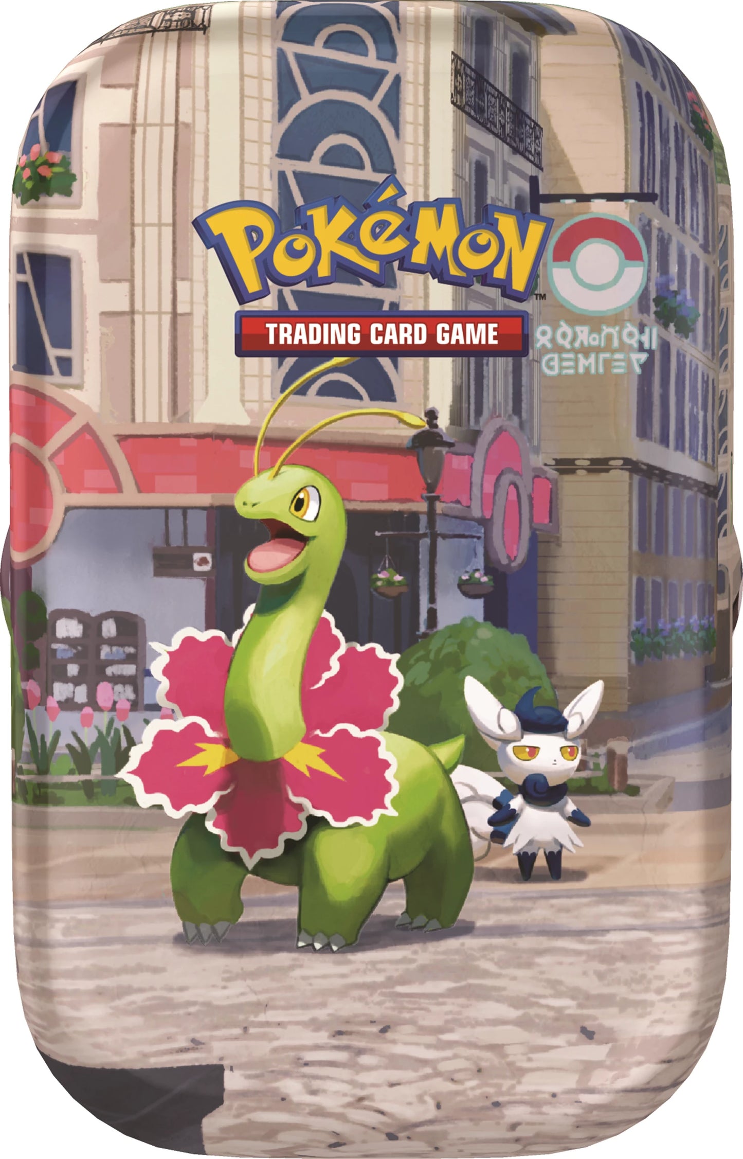Pokémon Mini-Tin mit grünem Krokodil-Pokémon und weißem Kaninchen-Pokémon vorne