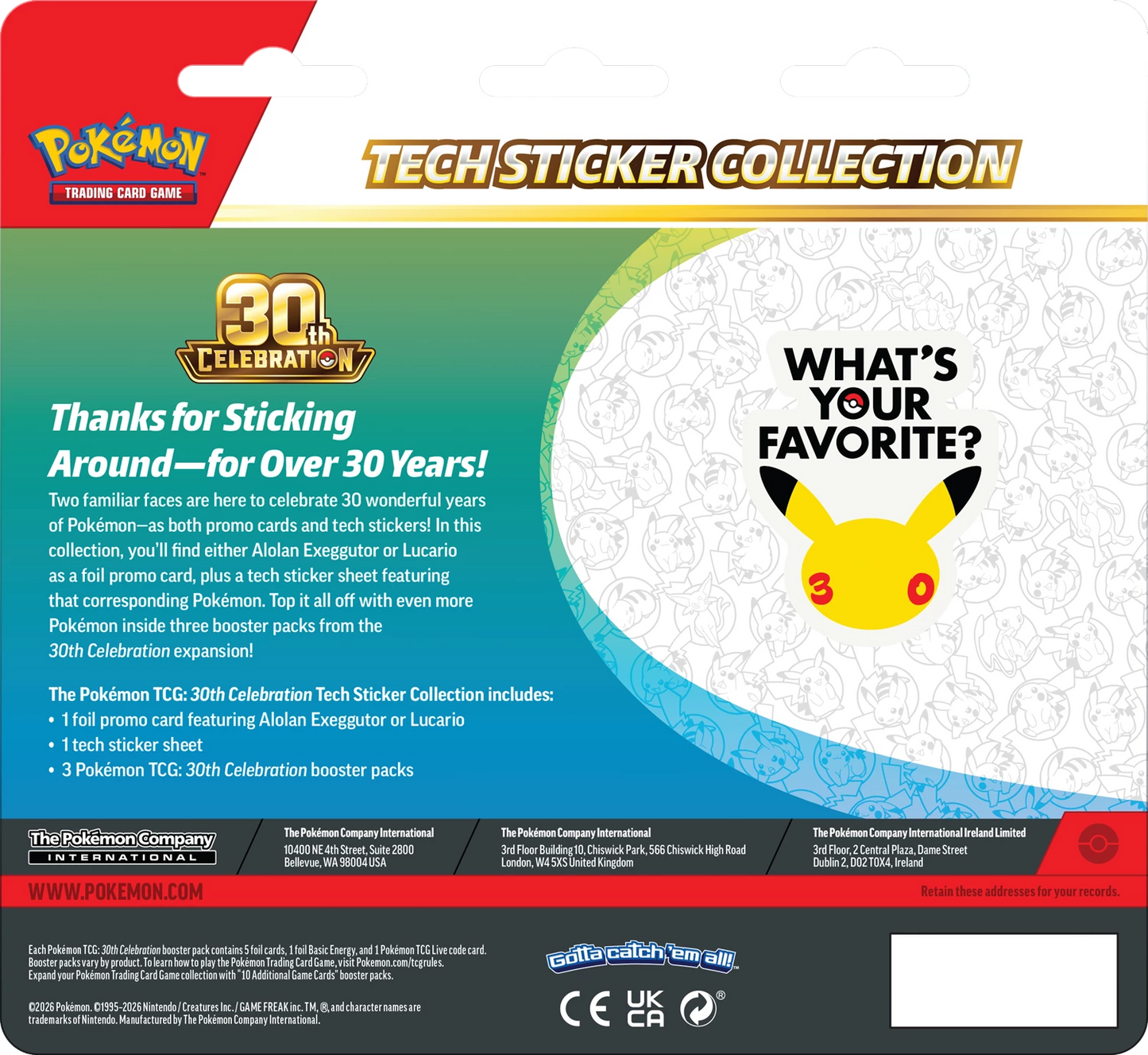 Pokémon 30th Anniversary Tech Sticker Collection (EN)