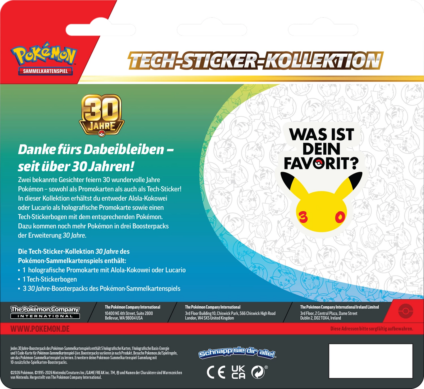 Pokémon 30th Anniversary Tech Sticker Collection (DE)