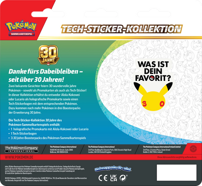 Pokémon 30th Anniversary Tech Sticker Collection (DE)