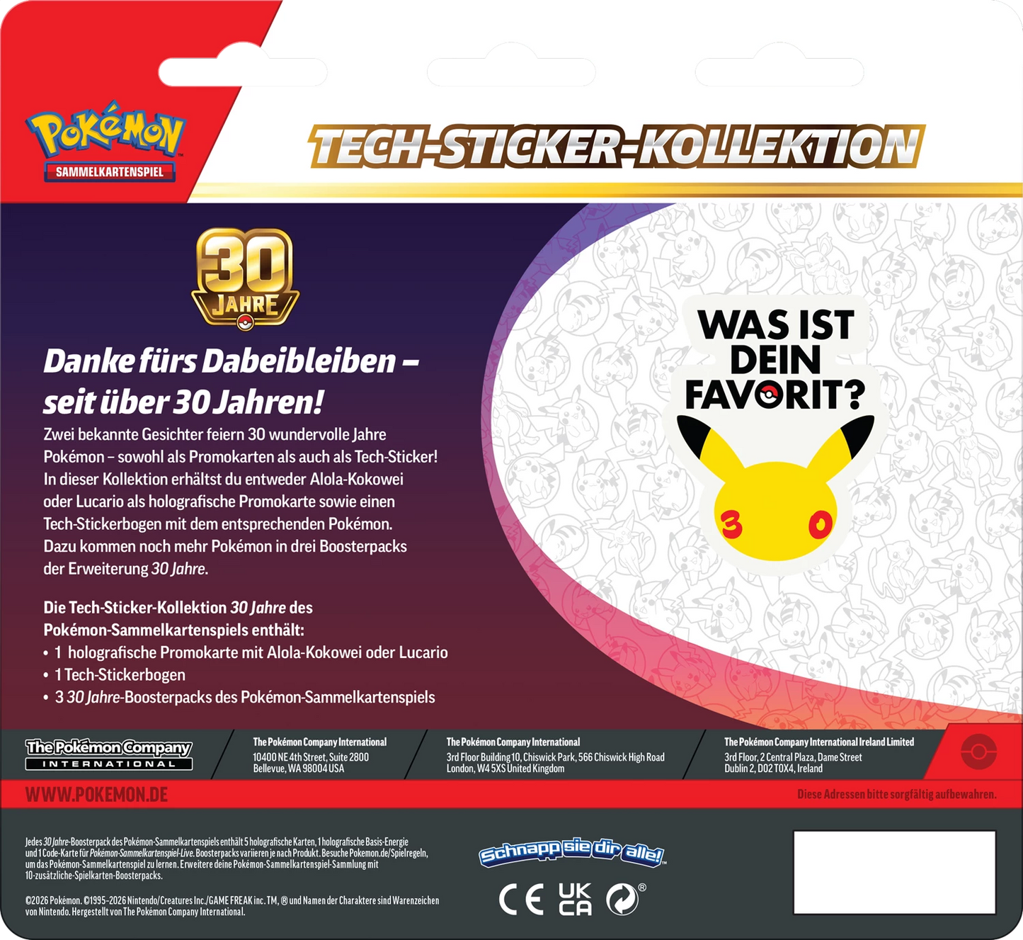 Pokémon 30th Anniversary Tech Sticker Collection (DE)
