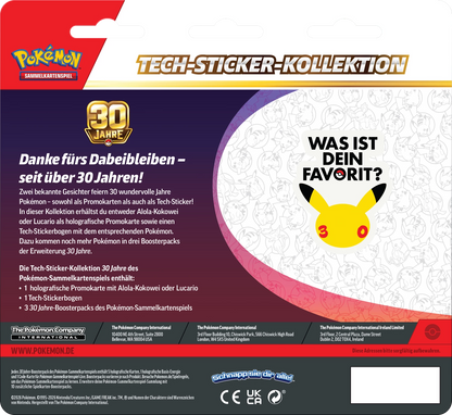 Pokémon 30th Anniversary Tech Sticker Collection (DE)