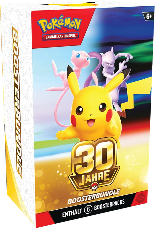 Pokémon 30-Jahre Boosterbundle-Box mit Pikachu-Illustration und 6 Boosterpacks