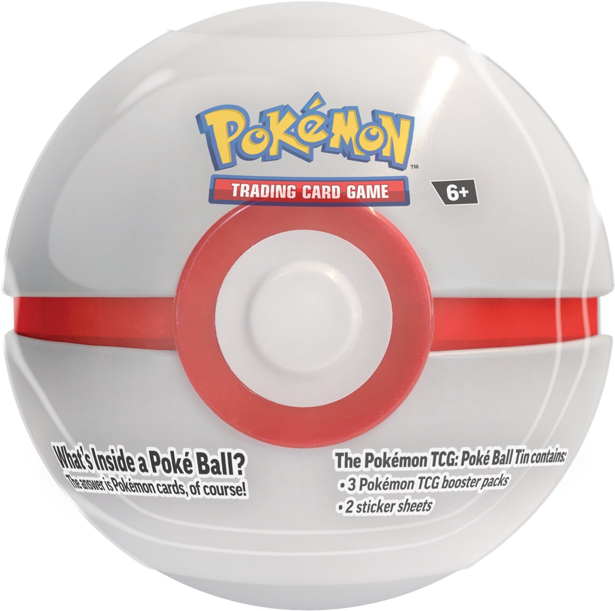 Poké Ball-Dose mit rotem Mittelband und weißem Innenkreis, Pokémon Trading Card Game