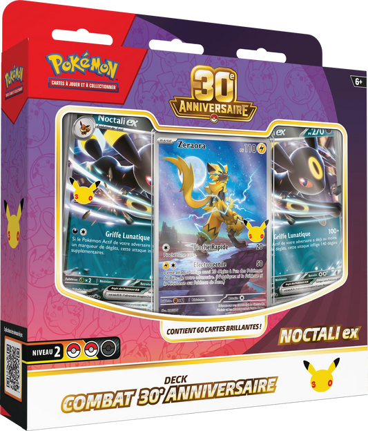 Pokémon Kampfdeck 30. Jubiläum Noctali ex in der Verpackung, Kartenansicht vorne