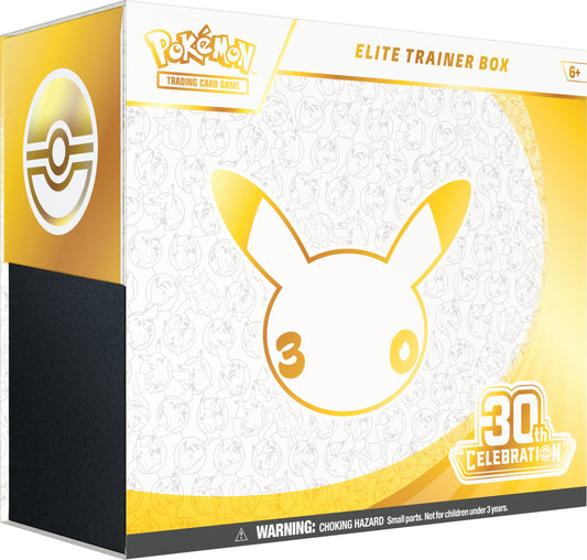 Elite-Trainer-Box mit Pikachu-Illustration und 30th-Celebration-Logo