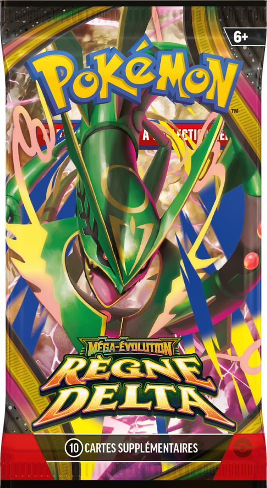 Pokémon Booster-Display mit grünem Mega-Evolution Delta-Reign Pokémon-Artwork
