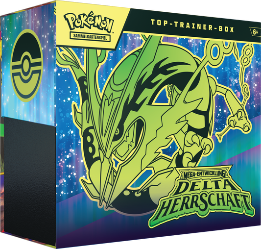 Pokémon Elite-Trainerbox mit Delta-Herrschaft Motiv, blau-grüner Drachenillustration